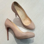 Christian Louboutin SZ38.5 Pumps Nude Leather Shoes #OKUO-11
