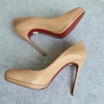 Christian Louboutin SZ38.5 Pumps Nude Leather Shoes #OKUO-11 - Image 5
