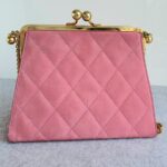 Escada Vintage Bag Pink Suede Leather with Gold Hardware #GLRUE-4 - Image 4