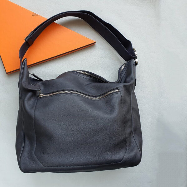 Hermes Cityslide Shoulder Bag Black Calf Leather with Palladium Plated #OKKE-1