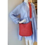 Hermes Evelyne III 29cm Red Clemence Leather with Palladium Plated Hardware #OKYE-2 - Image 26