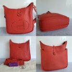 Hermes Evelyne III 29cm Red Clemence Leather with Palladium Plated Hardware #OKYE-2 - Image 2