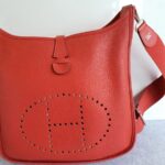 Hermes Evelyne III 29cm Red Clemence Leather with Palladium Plated Hardware #OKYE-2 - Image 4
