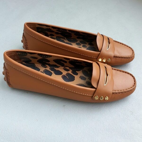 LV Flat Loafers Sz37.5 Brown Leather with Gold hardware Shoes #OKLS-1