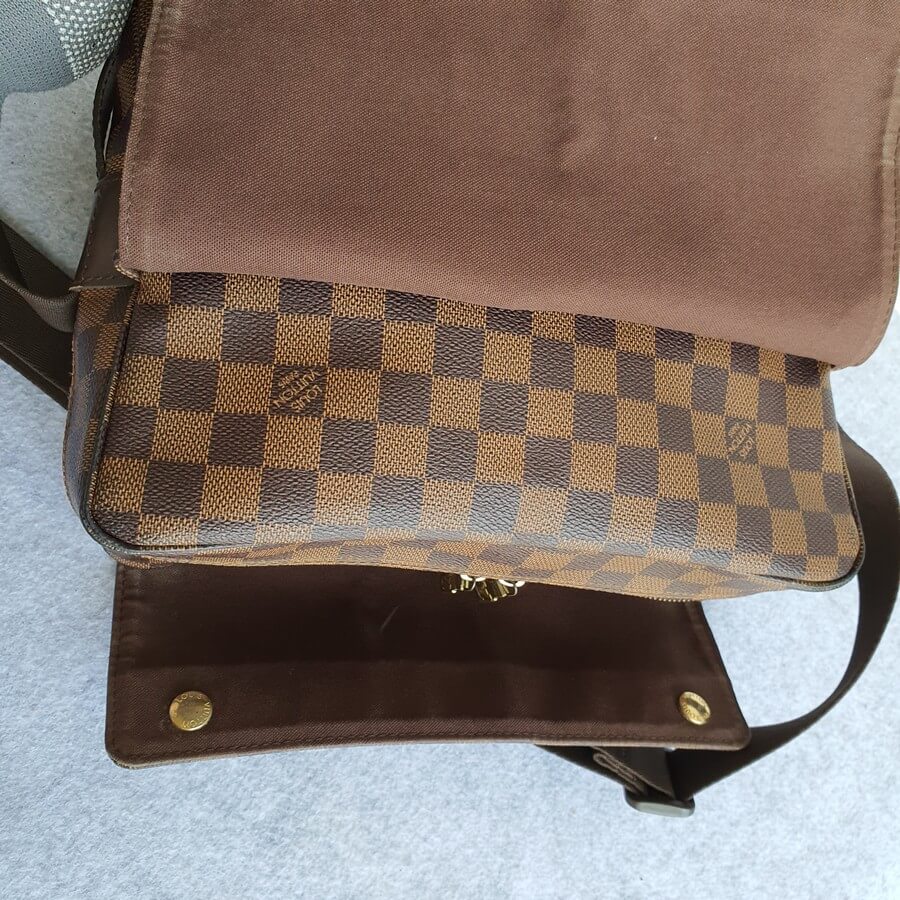 LV Naviglio Messenger Damier Ebene Coated Canvas with Leather and