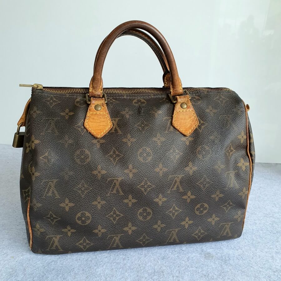 LV Speedy 30cm Monogram Canvas with Leather and Gold Hardware #OKCT-3