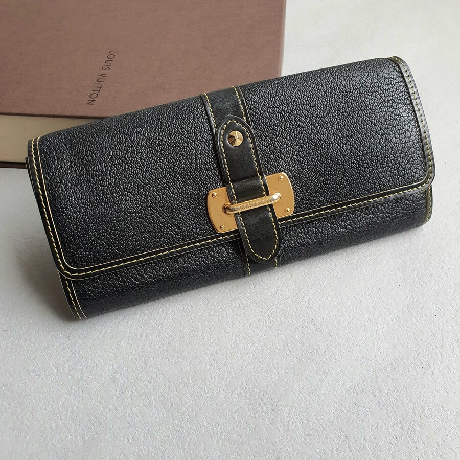 LV Wallet Black Mahina Leather and Gold Hardware #OKYS-6