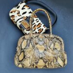 Prada Tote Brown Snake Skin with Silver Hardware #GLRCU-2