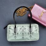 Prada Vintage Small Blue Tote Satin Beads Details and Silver Hardware #GLRUO-2