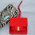 S Ferragamo Vintage Tote Red Satin with Gold Hardware #GLRUO-5