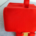 S Ferragamo Vintage Tote Red Satin with Gold Hardware #GLRUO-5 - Image 4