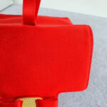 S Ferragamo Vintage Tote Red Satin with Gold Hardware #GLRUO-5 - Image 3