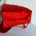 S Ferragamo Vintage Tote Red Satin with Gold Hardware #GLRUO-5 - Image 9