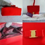 S Ferragamo Vintage Tote Red Satin with Gold Hardware #GLRUO-5 - Image 2