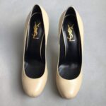 YSL SZ37.5 Pumps Beige Leather Shoes #OKLC-2 - Image 3