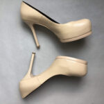 YSL SZ37.5 Pumps Beige Leather Shoes #OKLC-2 - Image 5