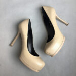YSL SZ37.5 Pumps Beige Leather Shoes #OKLC-2 - Image 2