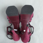 YSL Tribute Platform Sandals SZ38 Purple Suede Leather with Gold hardware Shoes #OKCL-4 - Image 12
