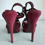 YSL Tribute Platform Sandals SZ38 Purple Suede Leather with Gold hardware Shoes #OKCL-4 - Image 8