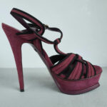 YSL Tribute Platform Sandals SZ38 Purple Suede Leather with Gold hardware Shoes #OKCL-4 - Image 5