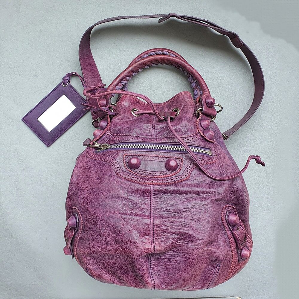 Balenciaga Pompon Bag Purple Lambskin with Silver Hardware #OKYR-16