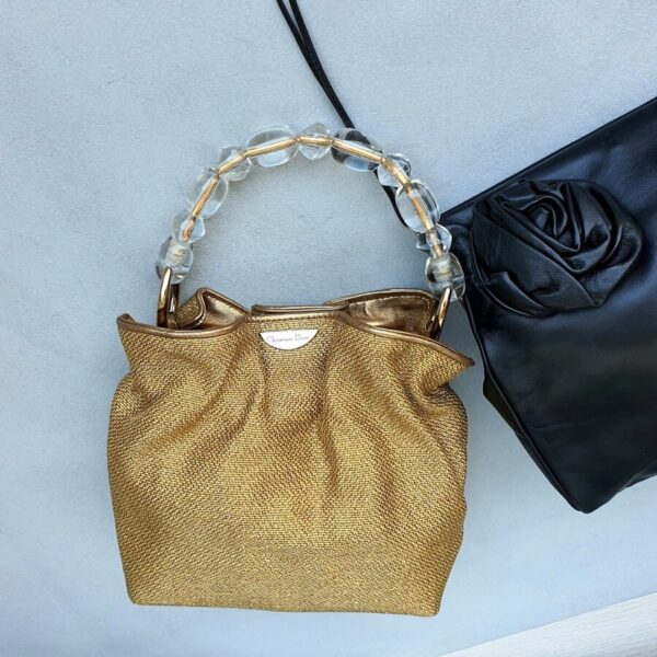 C Dior Vintage Tote YellowGold Woven Canvas with Leather and Gold Hardware #GLRCK-3