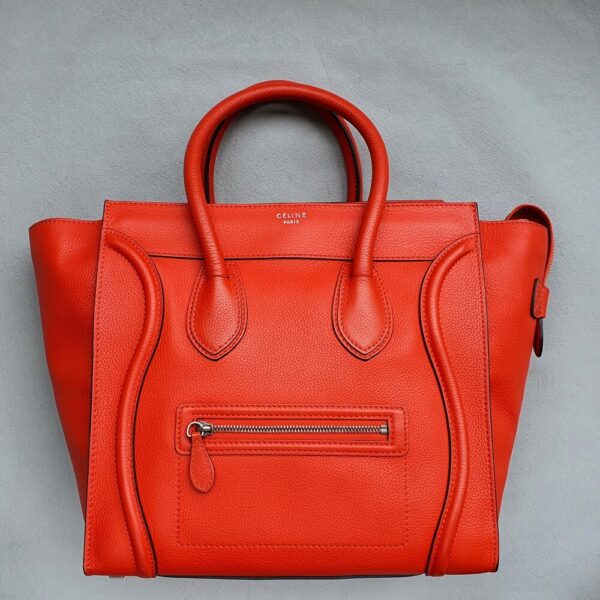 Celine Mini Luggage Red Calf Leather with Gold Hardware #OKST-4