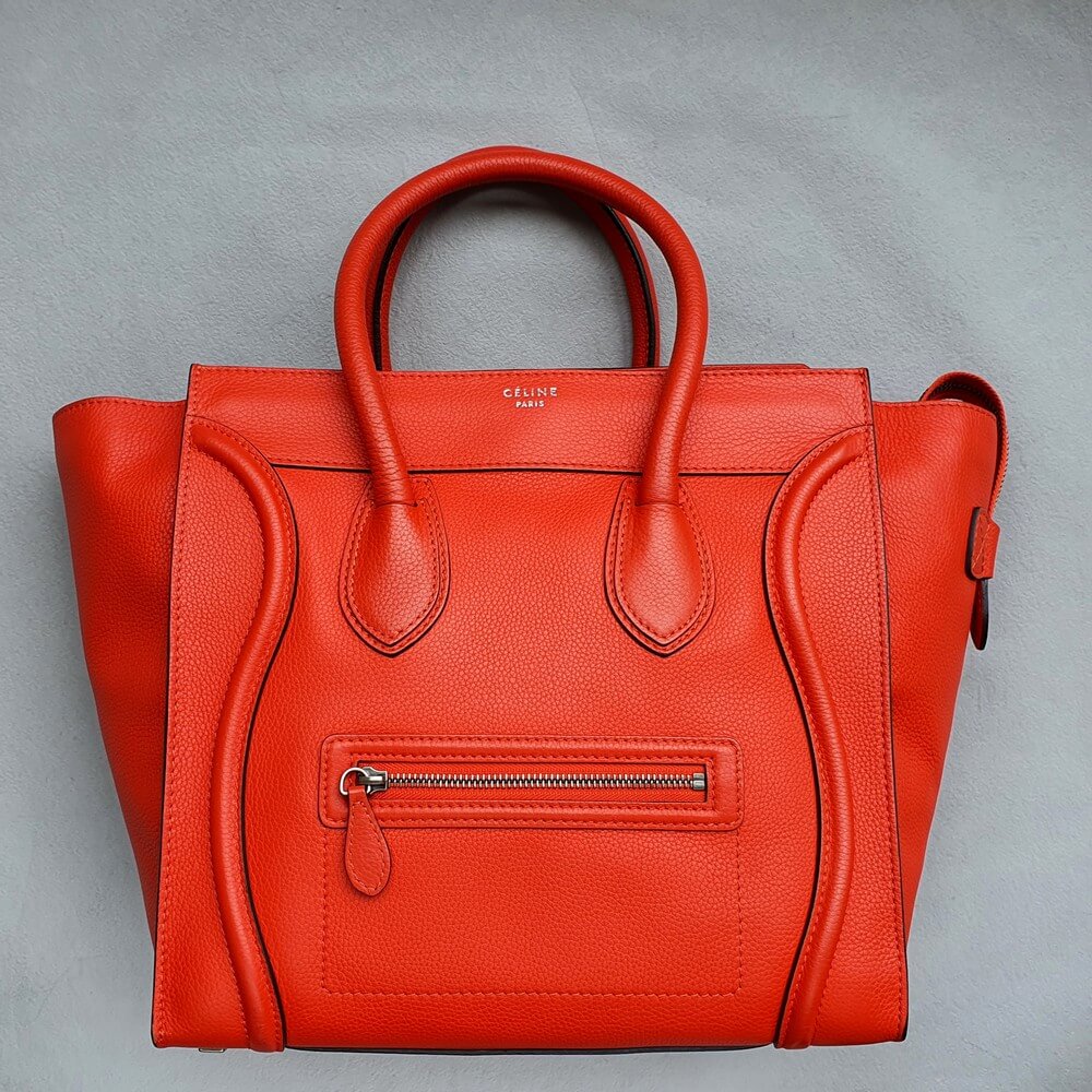 Celine Mini Luggage Red Calf Leather with Gold Hardware #OKST-4