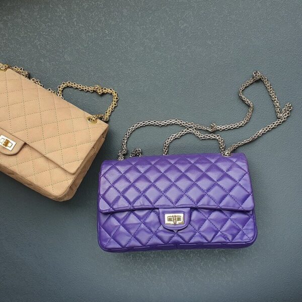 Chanel 2.55 Large Flap Bag Purple Lambskin with Silver Hardware #OYLE-2