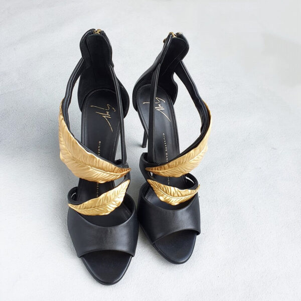 Giuseppe Zanotti Coline Gold Leaf Black Heels Size38 #OKOO-7