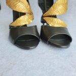 Giuseppe Zanotti Coline Gold Leaf Black Heels Size38 #OKOO-7 - Image 6