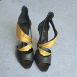 Giuseppe Zanotti Coline Gold Leaf Black Heels Size38 #OKOO-7 - Image 3