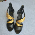 Giuseppe Zanotti Coline Gold Leaf Black Heels Size38 #OKOO-7 - Image 2