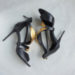 Giuseppe Zanotti Coline Gold Leaf Black Heels Size38 #OKOO-7 - Image 5