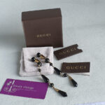 Gucci Clip On Earrings Black Beads and Crystal with Gold Hardware #OKCT-18 - Image 2