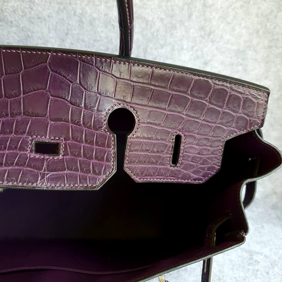 Hermes Birkin 35 Purple Amethyst Shinny Crocodile Palladium
