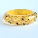 LV Bangle Resin Gold Tone Monogram Inclusion Bangle #OKCT-17