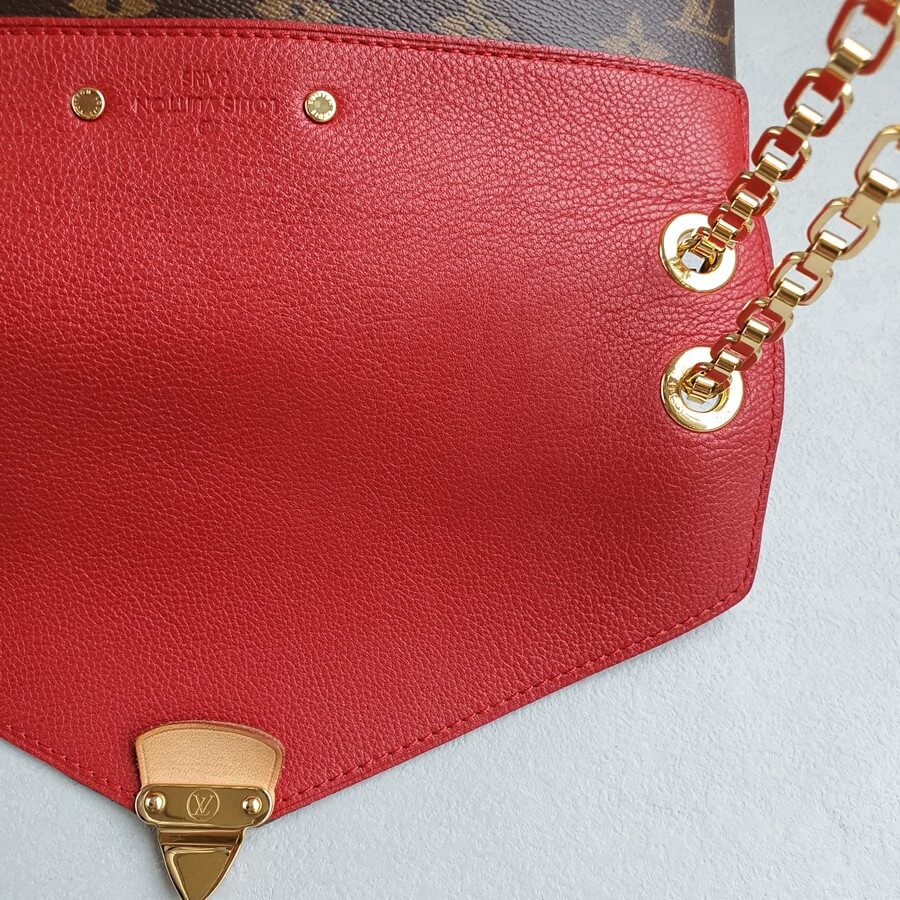 LV Pallas Chain Brown Monogram Canvas with Red Leather and Gold Hardware  #GLRKS-3 – Luxuy Vintage