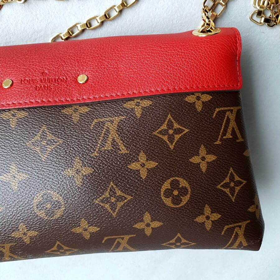 LV Pallas Chain Brown Monogram Canvas with Red Leather and Gold Hardware  #GLRKS-3 – Luxuy Vintage