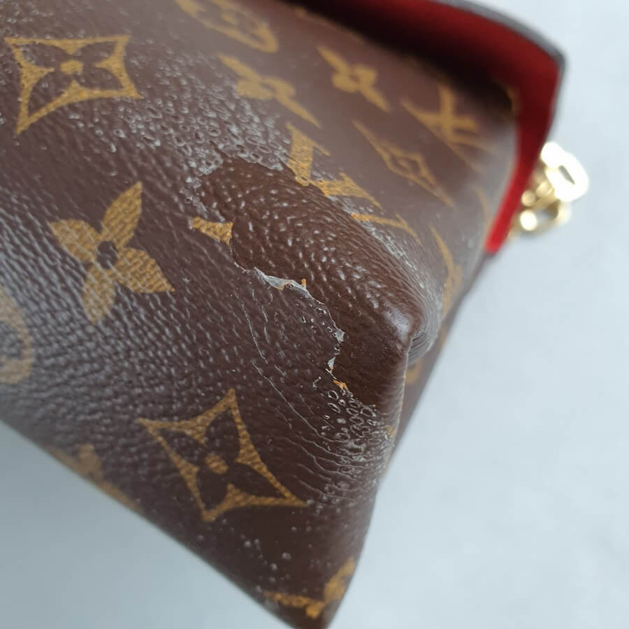 LV Pallas Chain Brown Monogram Canvas with Red Leather and Gold