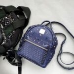 MCM Crossbody Bag/Small Backpack Blue Visetos Coated Canvas With Leather And Silver Hardware #GLRKS-6