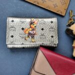 MCM Tri-fold Wallet Silver/Black Visetos Coated Canvas With Leather And Silver Hardware #GLRKS-10