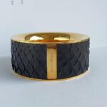 Sergio Rossi Bangle Black Metal/snake Skin Gold Hardware #OKCT-23