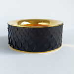 Sergio Rossi Bangle Black Metal/snake Skin Gold Hardware #OKCT-23 - Image 5