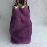 Anya Hindmarch Bag Purple Suede Leather with Leather Gold Hardware #GLRST-2 - Image 8