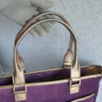 Anya Hindmarch Bag Purple Suede Leather with Leather Gold Hardware #GLRST-2 - Image 19