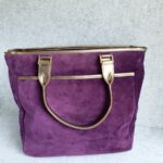 Anya Hindmarch Bag Purple Suede Leather with Leather Gold Hardware #GLRST-2 - Image 5