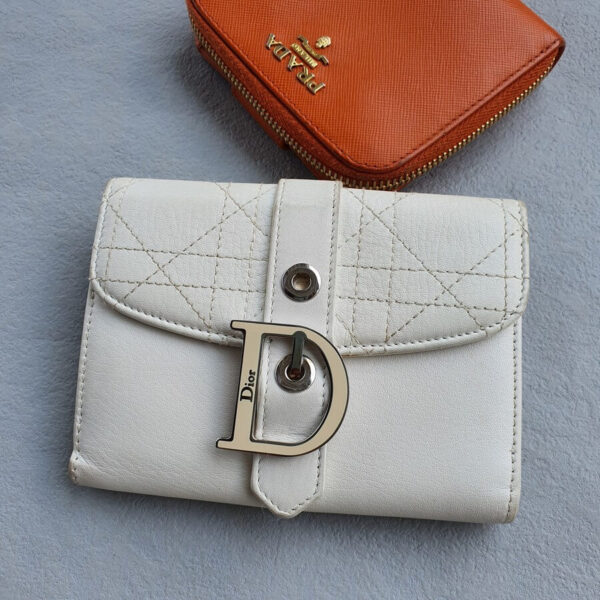 C.Dior Wallet White Leather with Silver Hardware #OYKR-20