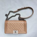 Chanel Boy Medium 25cm Brown Calf Leather with Ruthenium Hardware #GLRYR-1