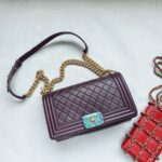 Chanel Boy Medium 25cm Purple Lambskin with Gold Hardware #OSEU-1